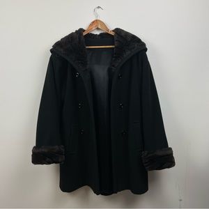 Laura Faux Fur Coat - Size Small - Black Elegant Woman Jacket